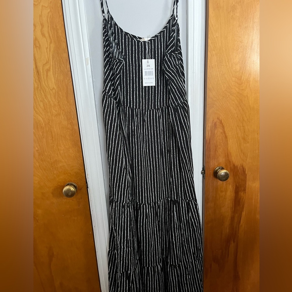 NWT Seven Islands black/white striped maxi dress